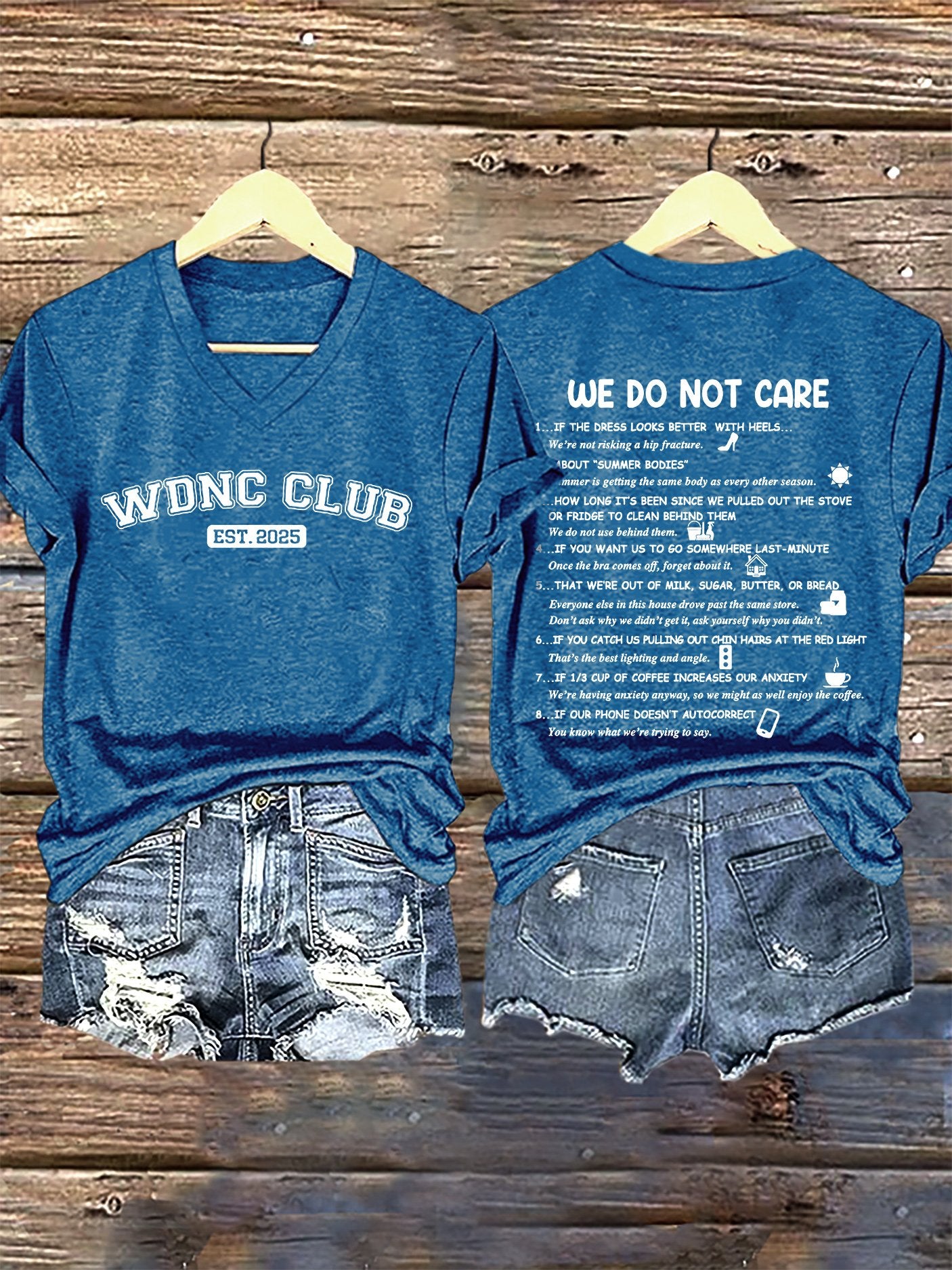 🔥Buy 3 Get 15% Off🔥V-Neck Retro Funny WDNC Club Menopause Perimenopause Print T-Shirt