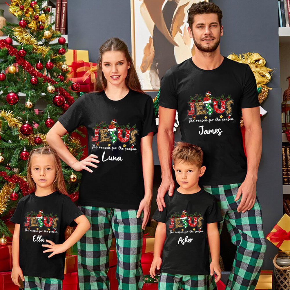 Personalized Jesus Is the Reason Christmas Family Matching Christian T-Shirt