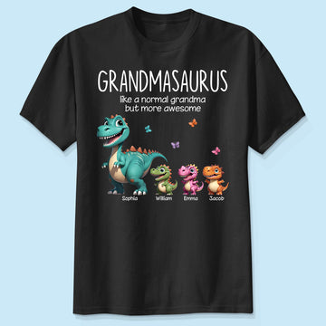 Grandmasaurus And Kids 3D Effect Dinosaurs Personalized Shirt, Mother's Day Gift For Grandma