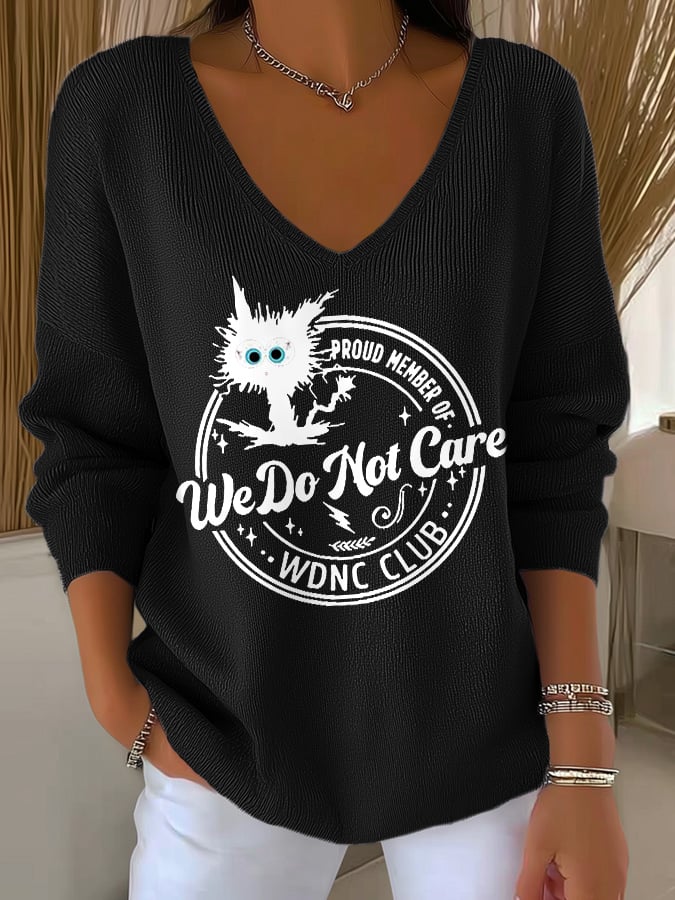 🔥Buy 3 Get 15% Off🔥V-Neck Retro Funny Proud Member Of WDNC Club Menopause Perimenopause Print Knitted Tops