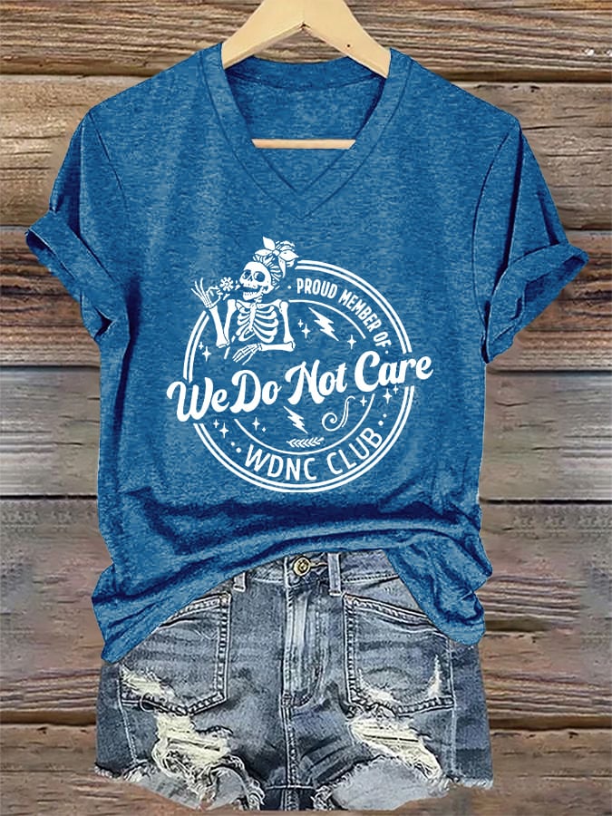 🔥Buy 3 Get 15% Off🔥V-Neck Retro Funny Proud Member Of WDNC Club We Do Not Care Menopause Perimenopause Print T-Shirt
