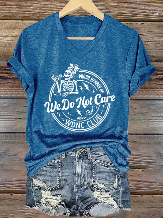 🔥Buy 3 Get 15% Off🔥V-Neck Retro Funny Proud Member Of WDNC Club We Do Not Care Menopause Perimenopause Print T-Shirt