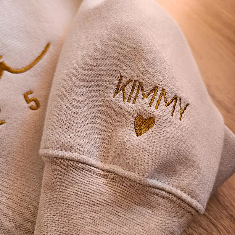 Custom Mom Sweatshirt and Hoodie, Embroidered Name on Sleeve, Best Gift for Mom