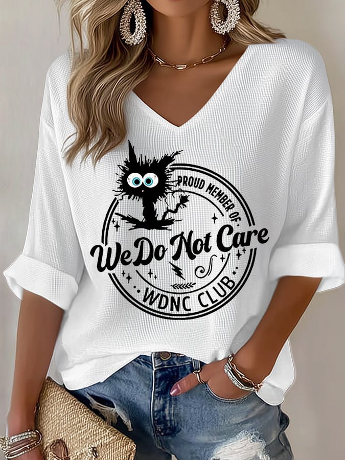 🔥Buy 3 Get 15% Off🔥V-Neck Retro Funny Proud Member Of WDNC Club We Do Not Care Menopause Perimenopause Print T-Shirt