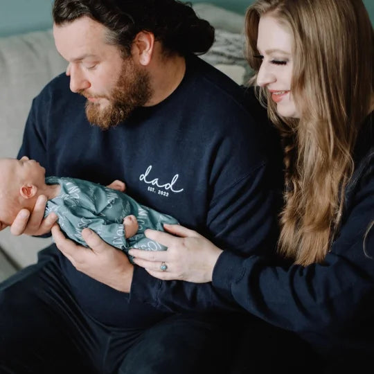 Custom Mama Dad Embroidered Sweatshirt With Names On Sleeve