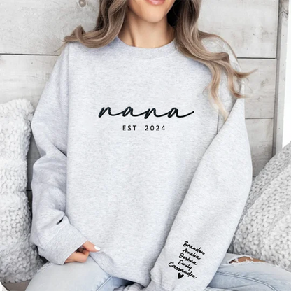 Custom Embroidered Mama Sweatshirt with Date and Kids Names on Sleeve,Mother's Day Gift