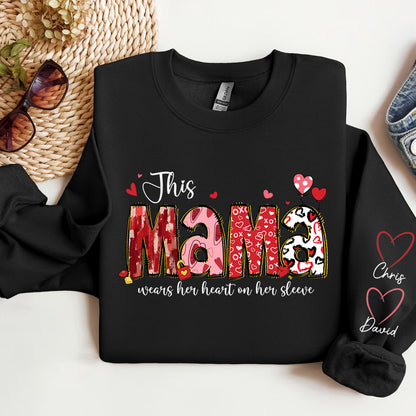 Personalized Heart on Her Sleeve MUM Sweatshirt