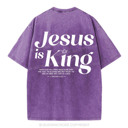 Jesus Is King Christian Washed T-Shirt