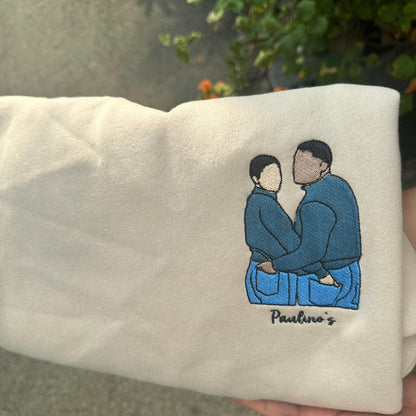 Couple Embroidered Sweatshirts Embroidered Portrait Sweatshirt Couple Portrait Sweatshirt Couple Gift Custom Photo And Text Shirt