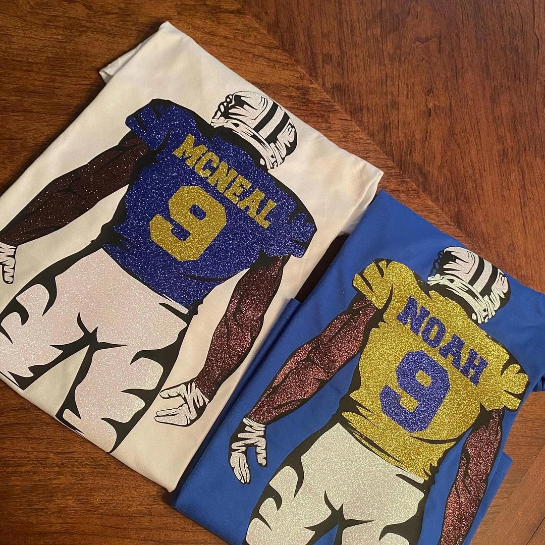 🏈Shine On Game Day - Custom Glitter Football Player Sweatshirt Hoodie Tshirt