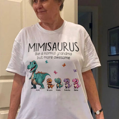 Grandmasaurus And Kids 3D Effect Dinosaurs Personalized Shirt, Mother's Day Gift For Grandma
