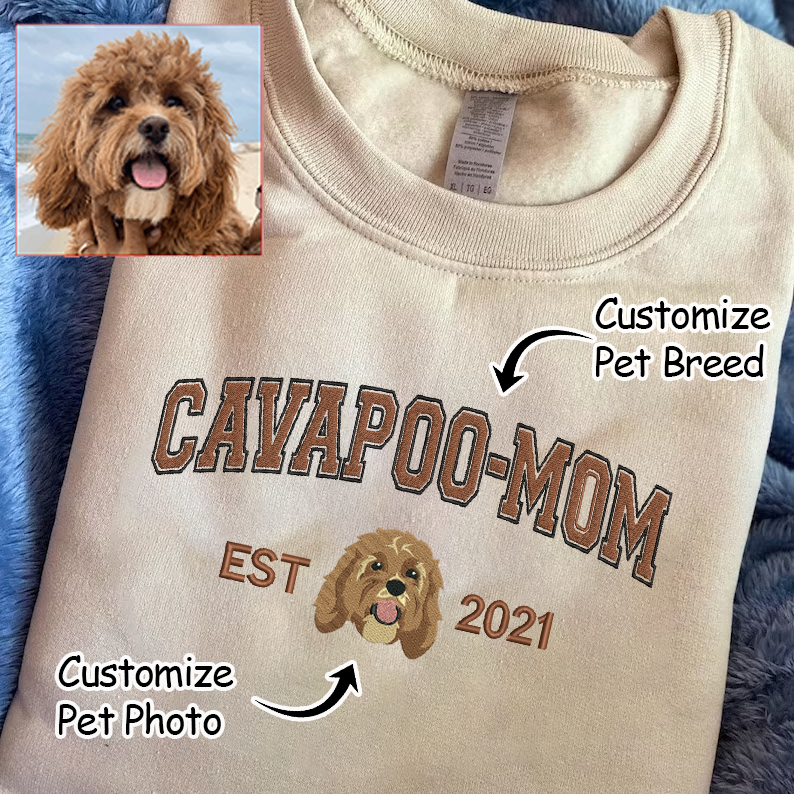 Mother's Day Personalized Embroidered Pet Dog Cat Hoodie Sweatshirt T-Shirt | Gift for Mom