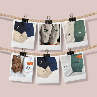 Custom Embroidered Hoodies For Couples, Cute Green Christmas Cartoon Couples Embroidered Hoodie