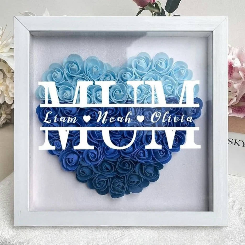 Personalized Mom Flower Shadow Box With Name