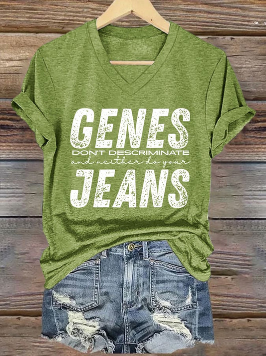 🔥Buy 3 Get 15% Off🔥V-Neck Retro Genes Don't Discriminate And Neither Do Your Jeans Print T-Shirt