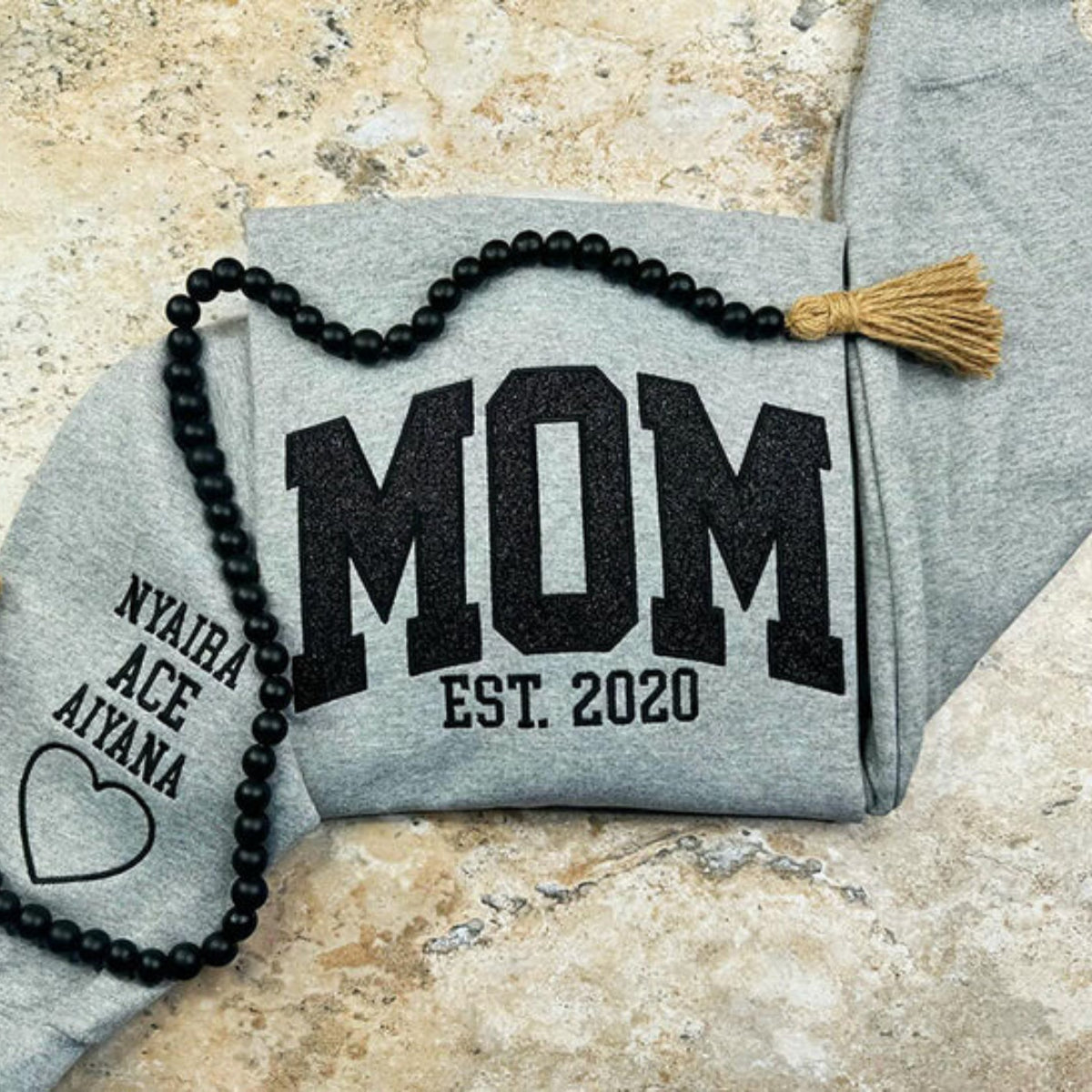 Custom Applique Glitter Embroidery Mom Sweatshirt - Mother's Day Gift