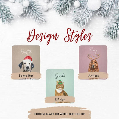 Personalized Watercolor Christmas Pet Blanket Using Pet Photo