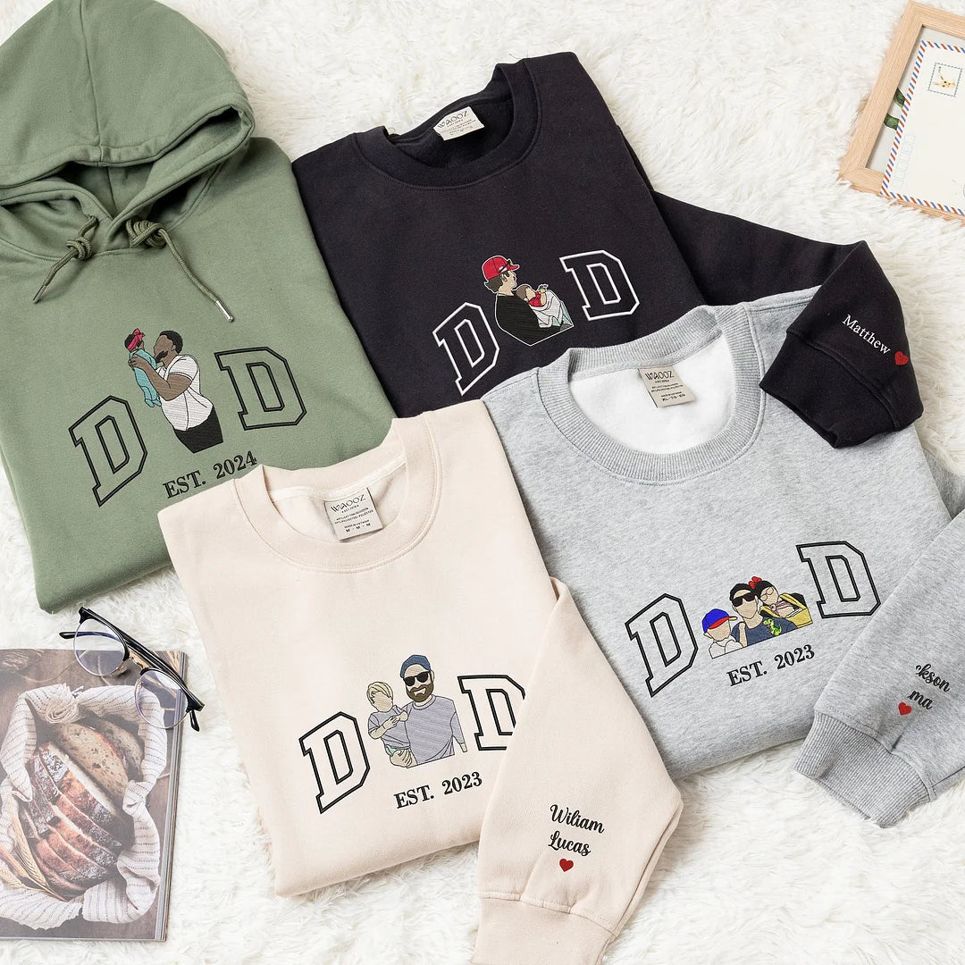 Custom Dad Shirt - Embroidered Portrait Shirt with Photo - Unique Gift for Dad and Family