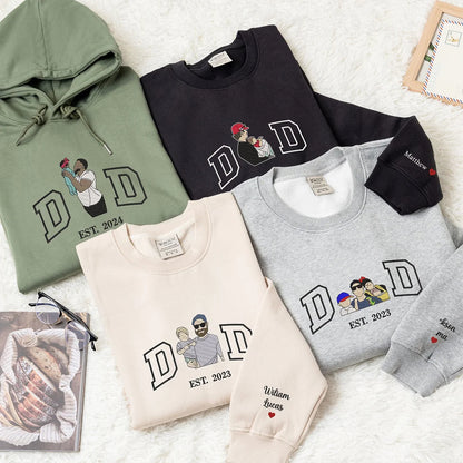 Custom Dad Shirt - Embroidered Portrait Shirt with Photo - Unique Gift for Dad and Family