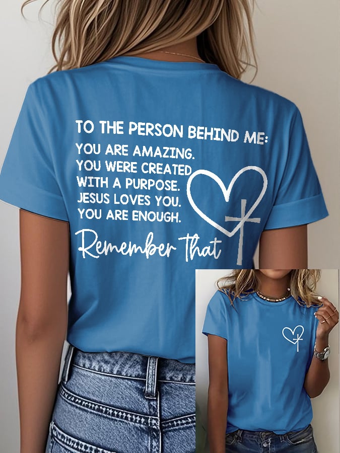 Women's Dear Person Behind Me Christian Print Casual T-Shirt