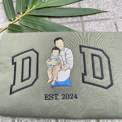 Custom Dad Shirt - Embroidered Portrait Shirt with Photo - Unique Gift for Dad and Family
