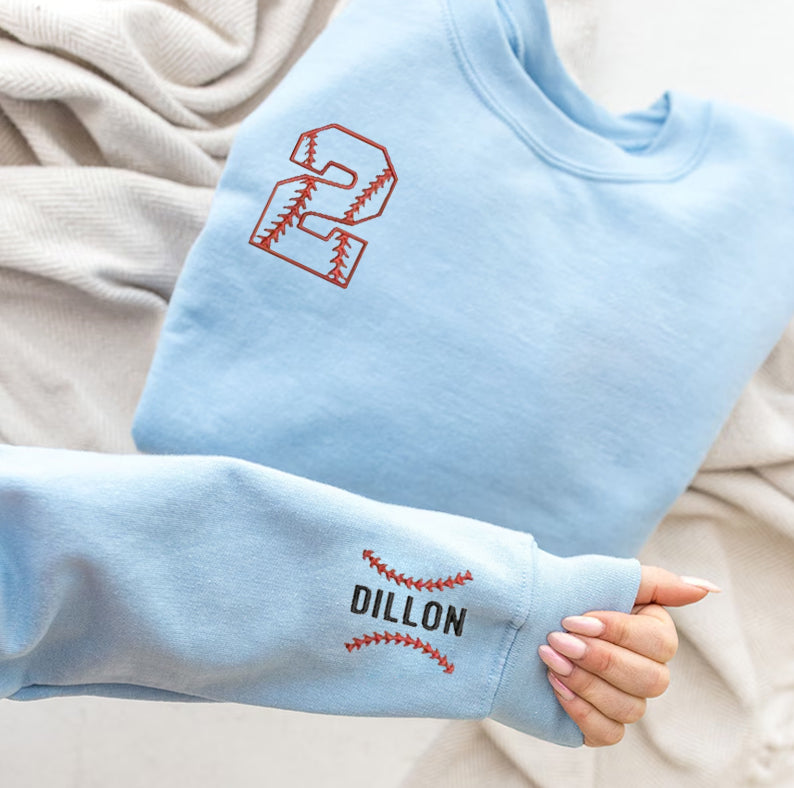Personalized Baseball Embroidered Hoodie – Custom Number & Name for Sports Lovers