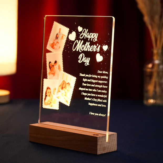 Custom LED Light Frame with Photos & Personal Letters - Gift for Mother's Day