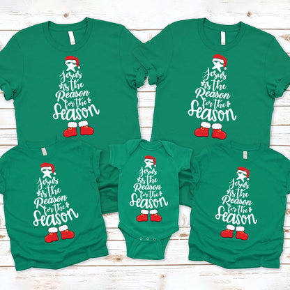 Jesus is the Reason for the Season Christmas Tree Family Matching Shirts