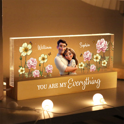 Couple Birth Month Flower Personalized Acrylic Block LED Night Light, Heartfelt 2025 Valentine's Day Gift For Him
