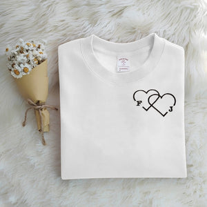 Personalized Letter Embroidered Double Heart Sweatshirt