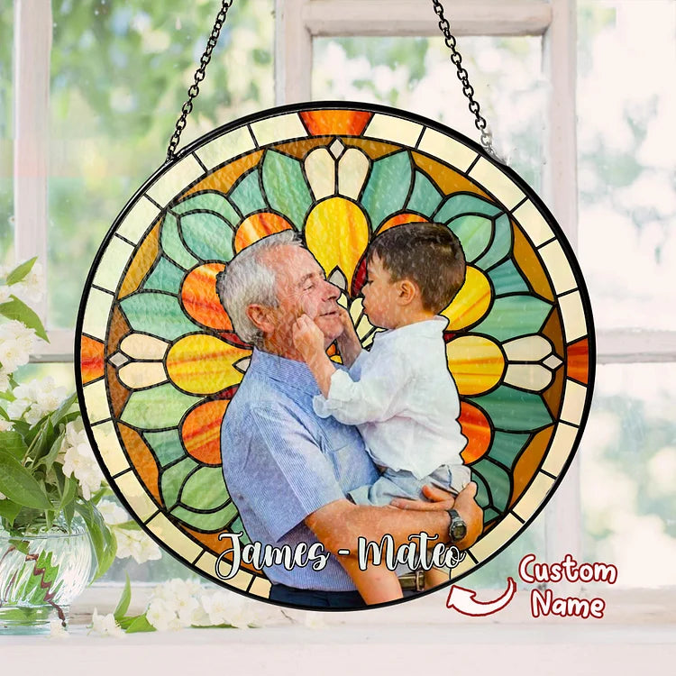 Personalized Grandpa/Dad Portrait Suncatcher Window Hanging