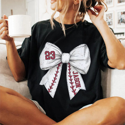 Custom Baseball Softball Basketball Mom Shirt - With Kids Name & Jersey Number
