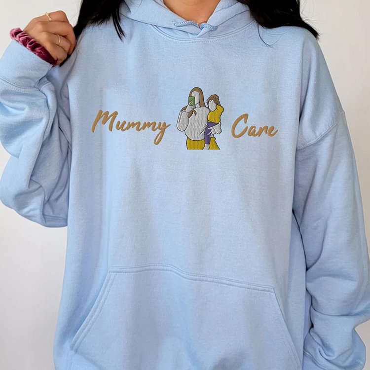Hoodie With Photo Embroidery Personalized Custom Portrait Mom Hoodie