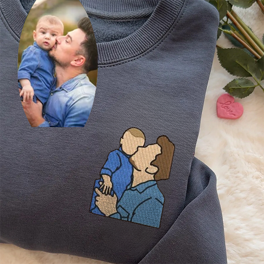 💕Loversdovey Custom Embroidered Portrait Sweatshirt from Photo For Mom