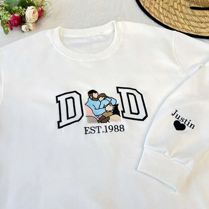 Custom Dad Shirt - Embroidered Portrait Shirt with Photo - Unique Gift for Dad and Family
