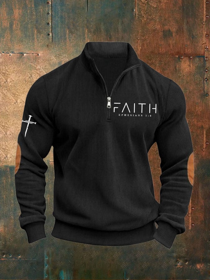 Men's Vintage Faith Cross Print Sweatshirt