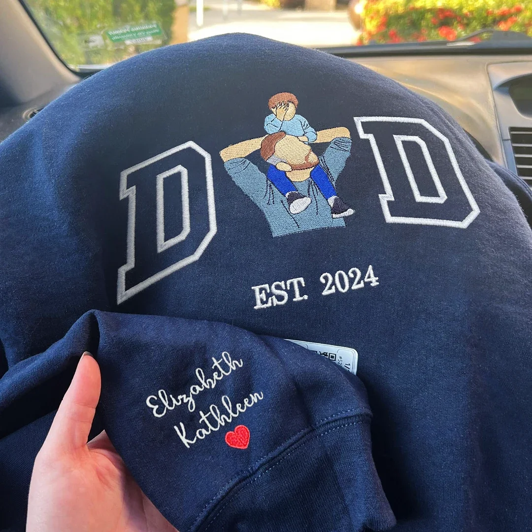 Custom Dad Shirt - Embroidered Portrait Shirt with Photo - Unique Gift for Dad and Family