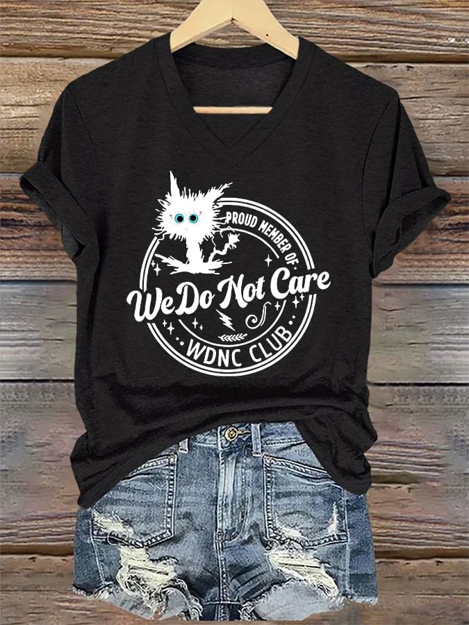 🔥Buy 3 Get 15% Off🔥V-Neck Retro Funny Proud Member Of WDNC Club We Do Not Care Menopause Perimenopause Print T-Shirt