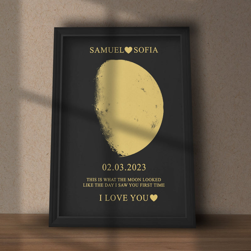 For Couples - Custom Couple Art Frame/ REAL MOON PHASE