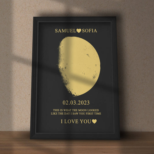 For Couples - Custom Couple Art Frame/ REAL MOON PHASE