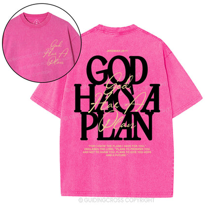 God Has A Plan Christian Washed T-Shirt