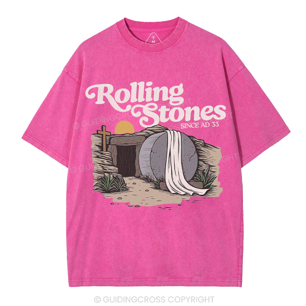 The Stone Was Rolled Away Christian Washed T-Shirt