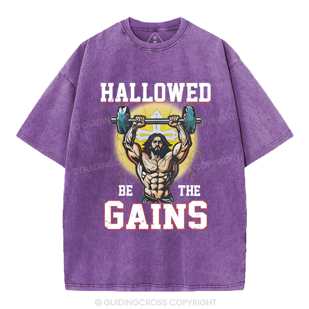 Hallowed Be The Gains Christian Washed T-Shirt