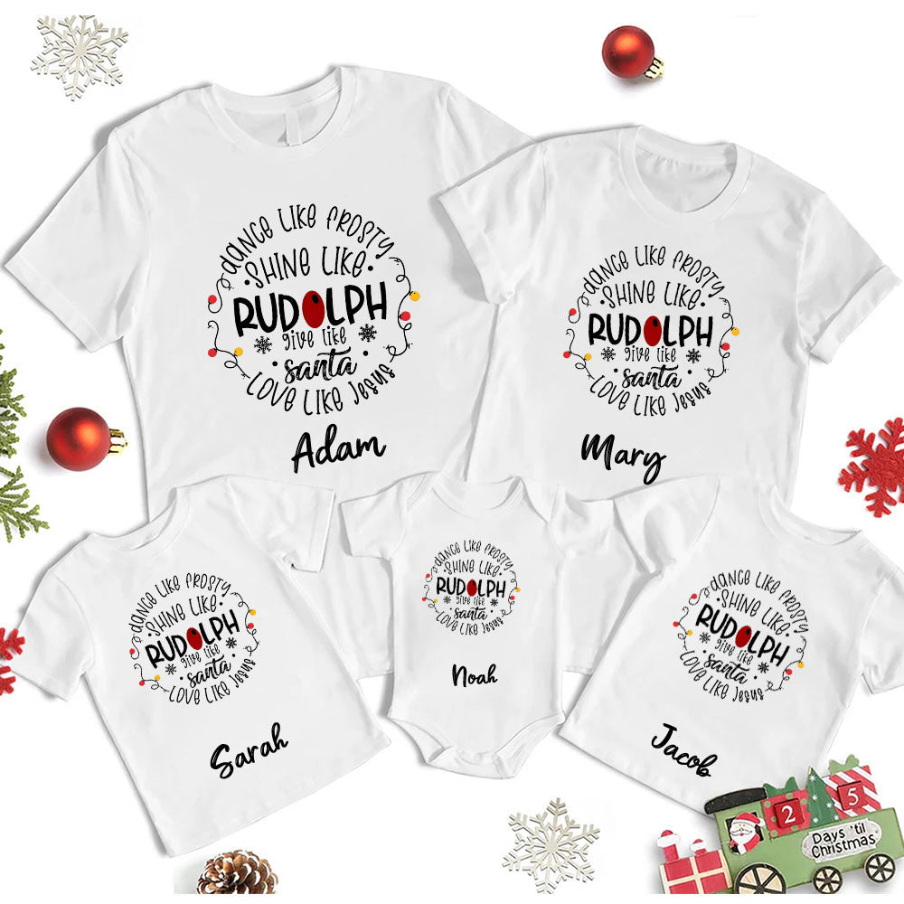 Personalized Dance Like Frosty Christmas Family Matching Shirts