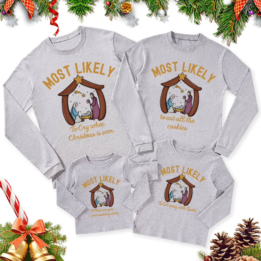 Personalized Most Likely Christmas Family Matching Long Sleeve T-Shirt