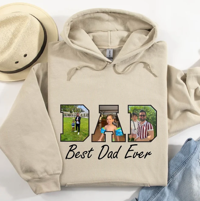 Best Dad Ever - Custom Dad With Kids Photo Sweatshirt - Father's Day Gift for Dad
