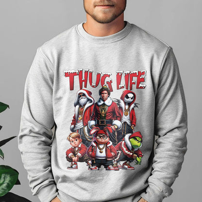 Custom Embroidered Gray Christmas Movie Character Sweatshirt