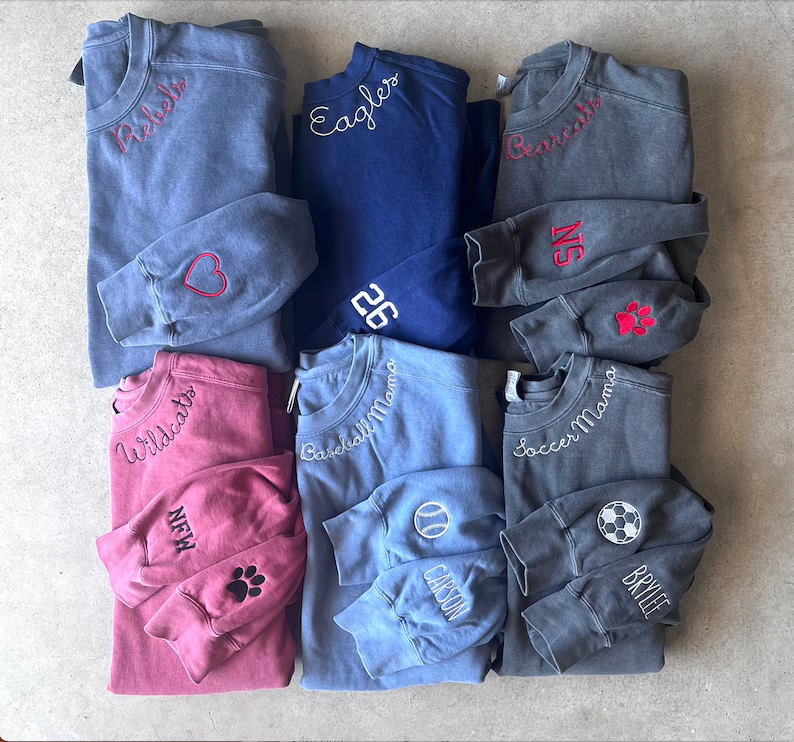 VINTAGE CUSTOM CREW-Custom Embroidered Hand Distressed Crew Neck Sweatshirt