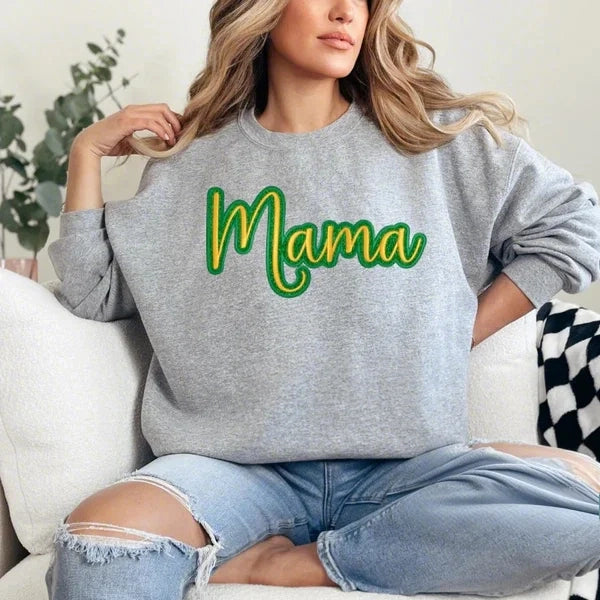 Mama Glitter Embroidered Sweatshirt - Comfortable & Stylish Mom Gift in Multiple Colors