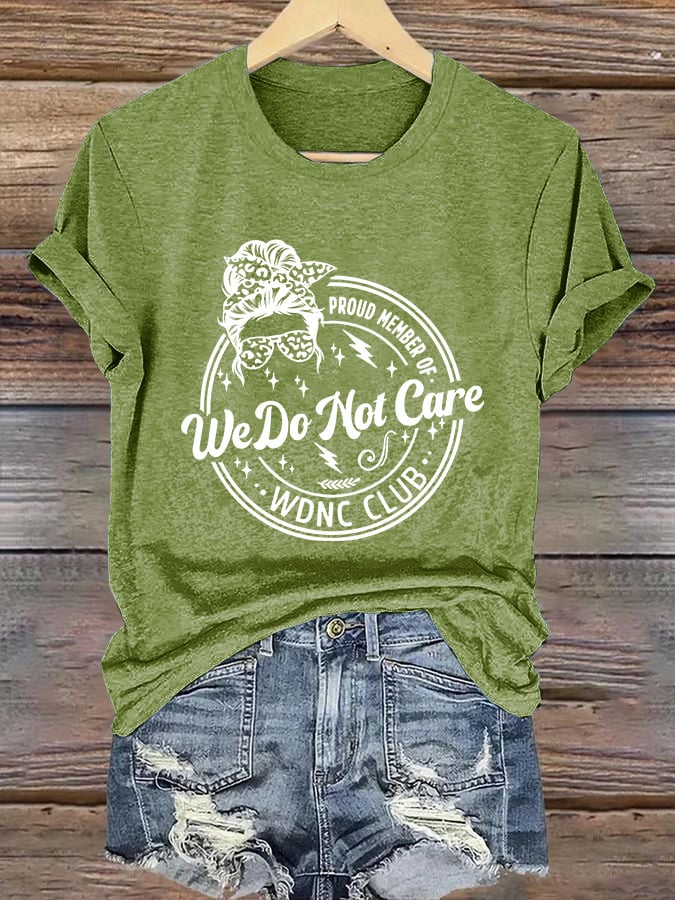 Retro Funny Proud Member Of WDNC Club We Do Not Care Menopause Perimenopause Print T-Shirt